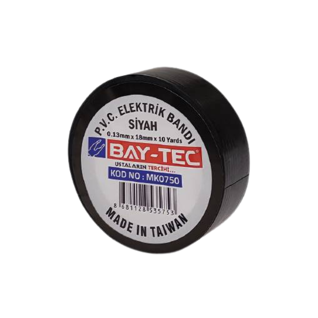 BAY-TEC MK0750 Elektri̇k Bandi Si̇yah 19mm 10Yards (10'lu paket)