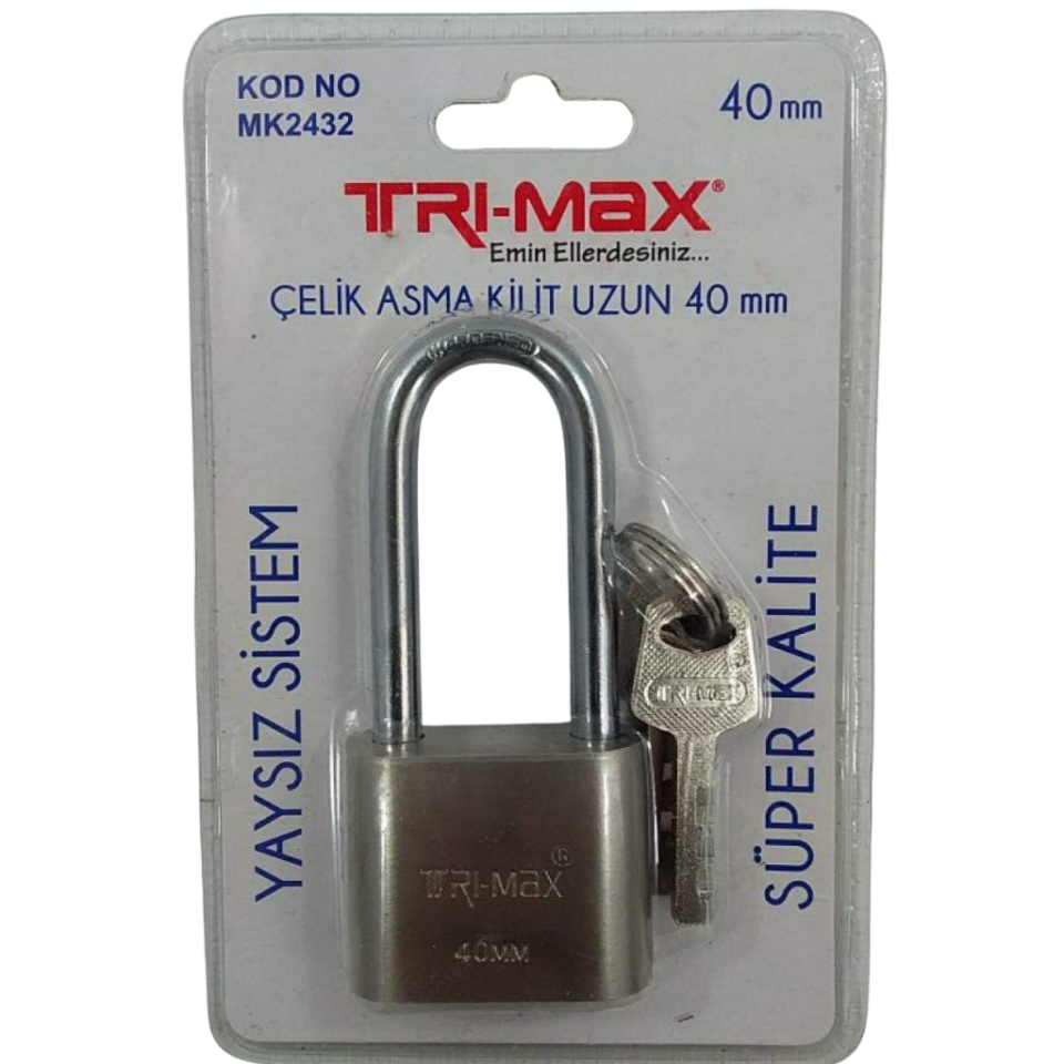 BAY-TEC MK2432 Tri̇-Max Çeli̇k Asma Ki̇li̇t Uzun 40mm