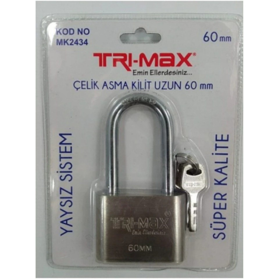 BAY-TEC MK2434 Tri̇-Max Çeli̇k Asma Ki̇li̇t Uzun 60mm