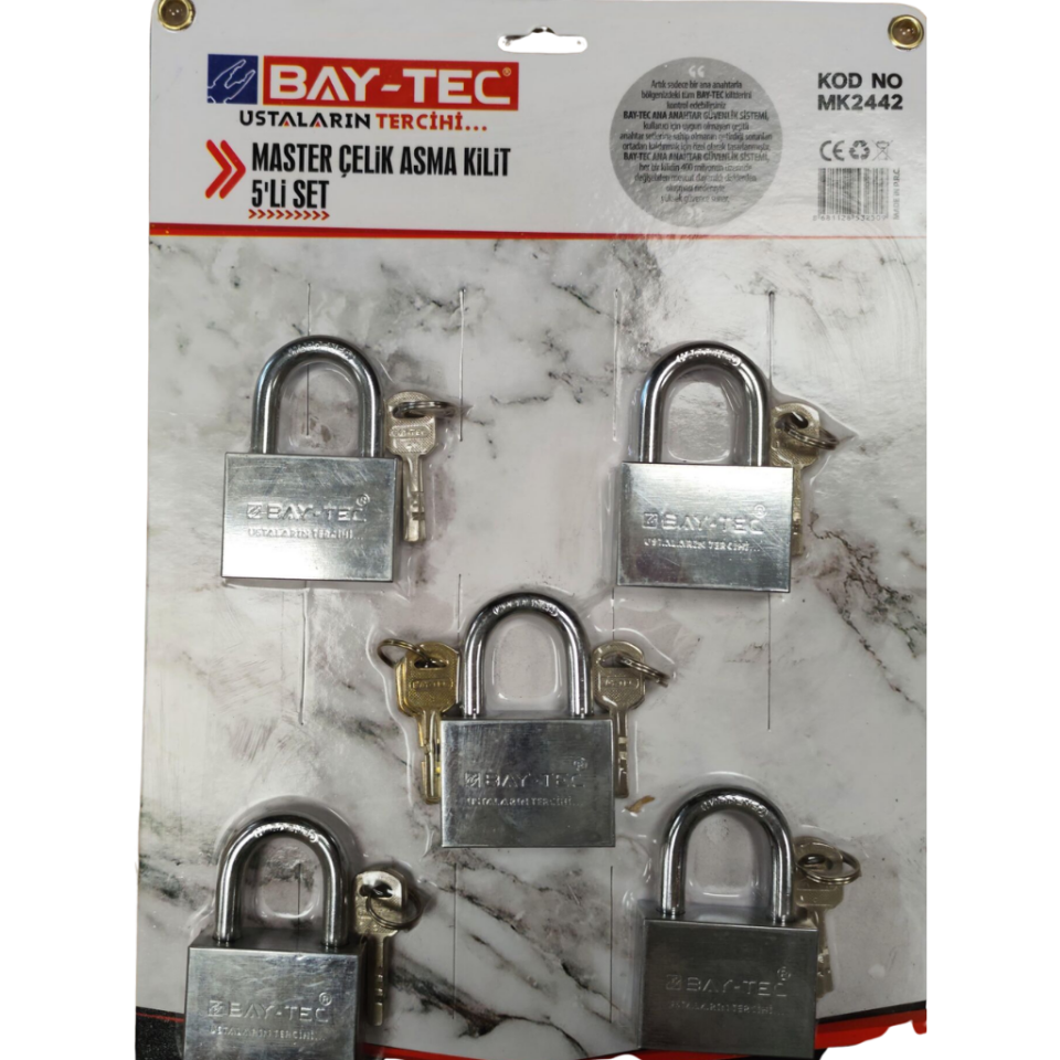 BAY-TEC MK2441 Master Çeli̇k Asma 55mm 5'li