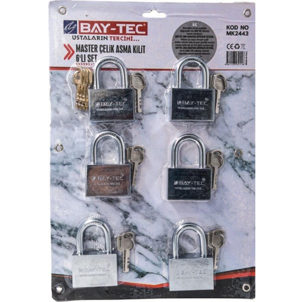 BAY-TEC MK2443 Master Çeli̇k Asma 55mm 6'lı