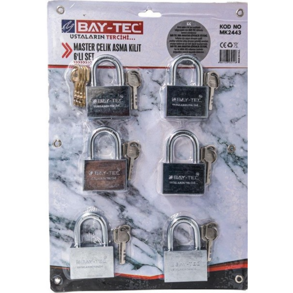 BAY-TEC MK2443 Master Çeli̇k Asma 55mm 6'lı