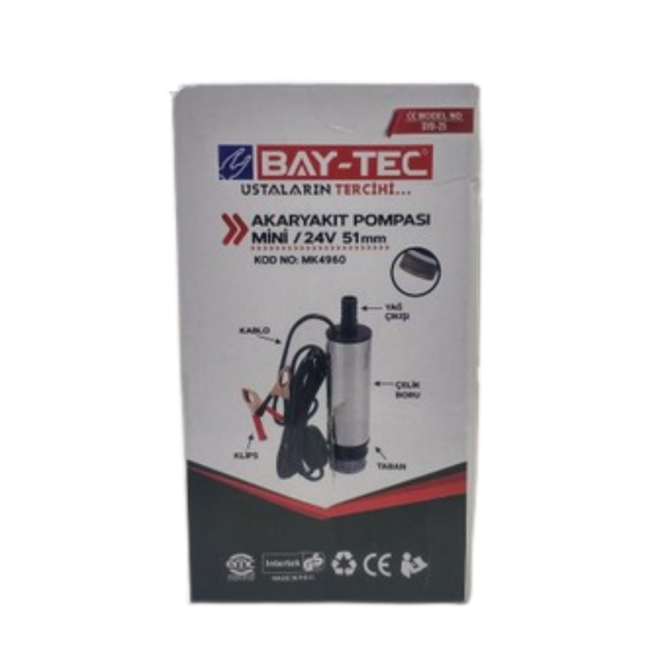 BAY-TEC MK4960 Akaryakıt Pompası Mi̇ni̇ 24 V 51 mm