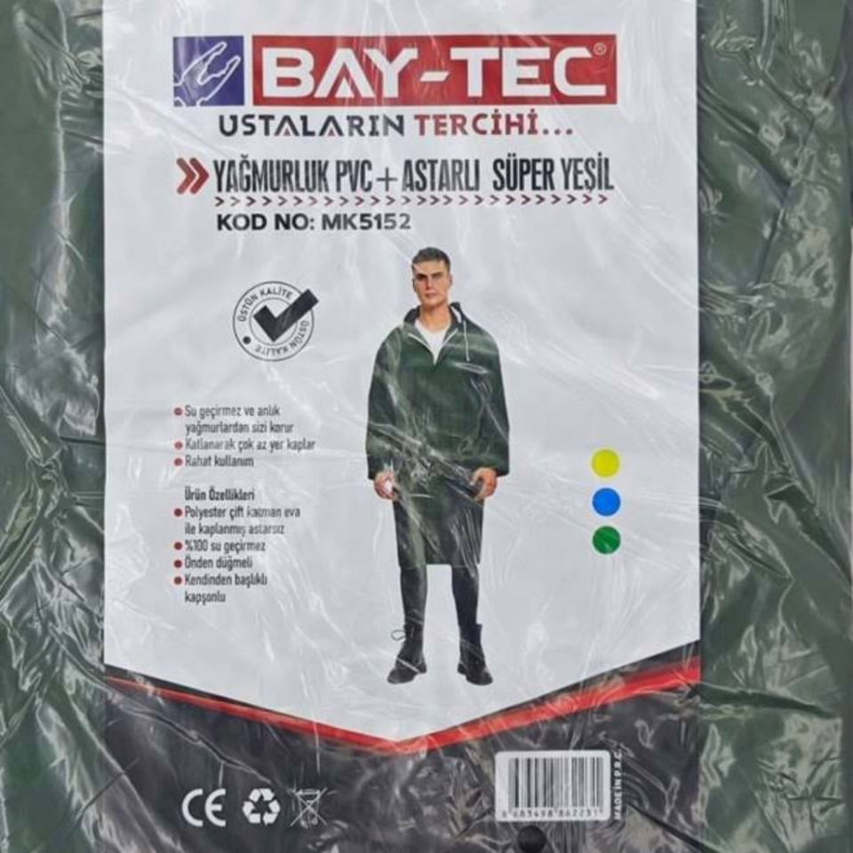 BAY-TEC MK5152 YağMUrluk Pvc Astarlı Süper Yeşi̇l
