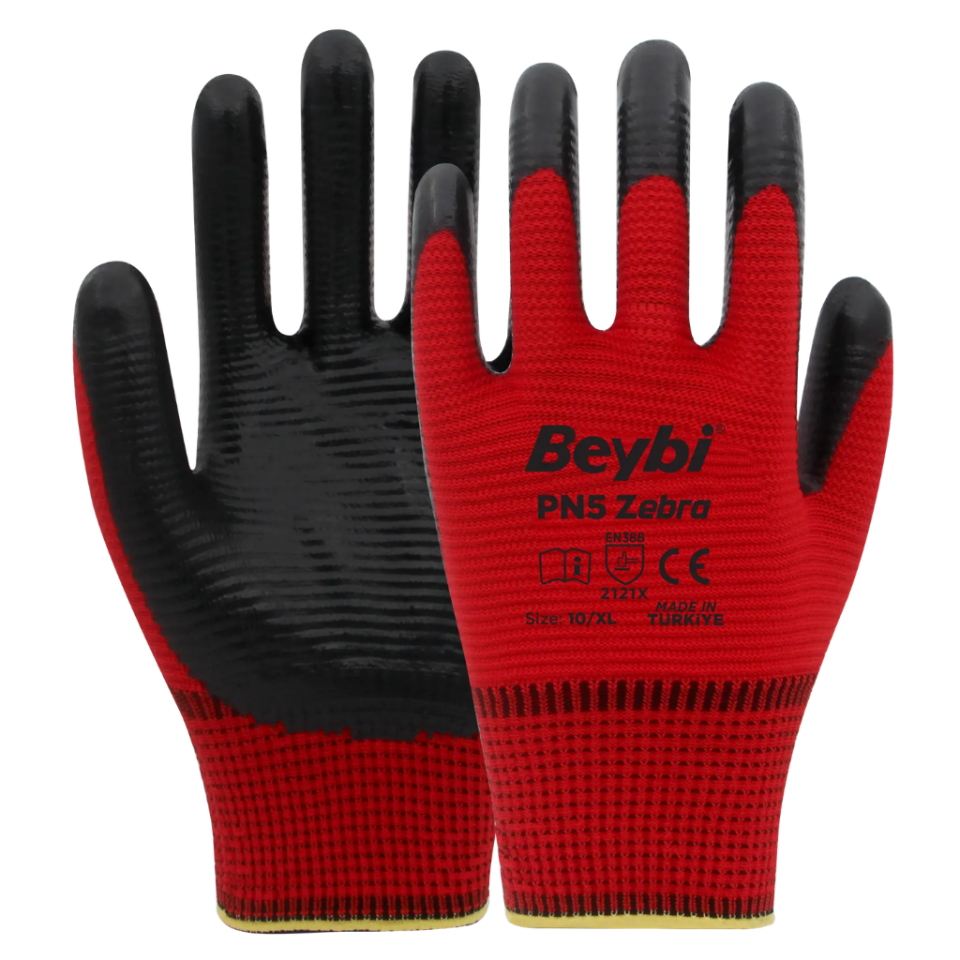 Beybi Pn5 Nitril Zebra (Kırmızı-Siyah) N:10