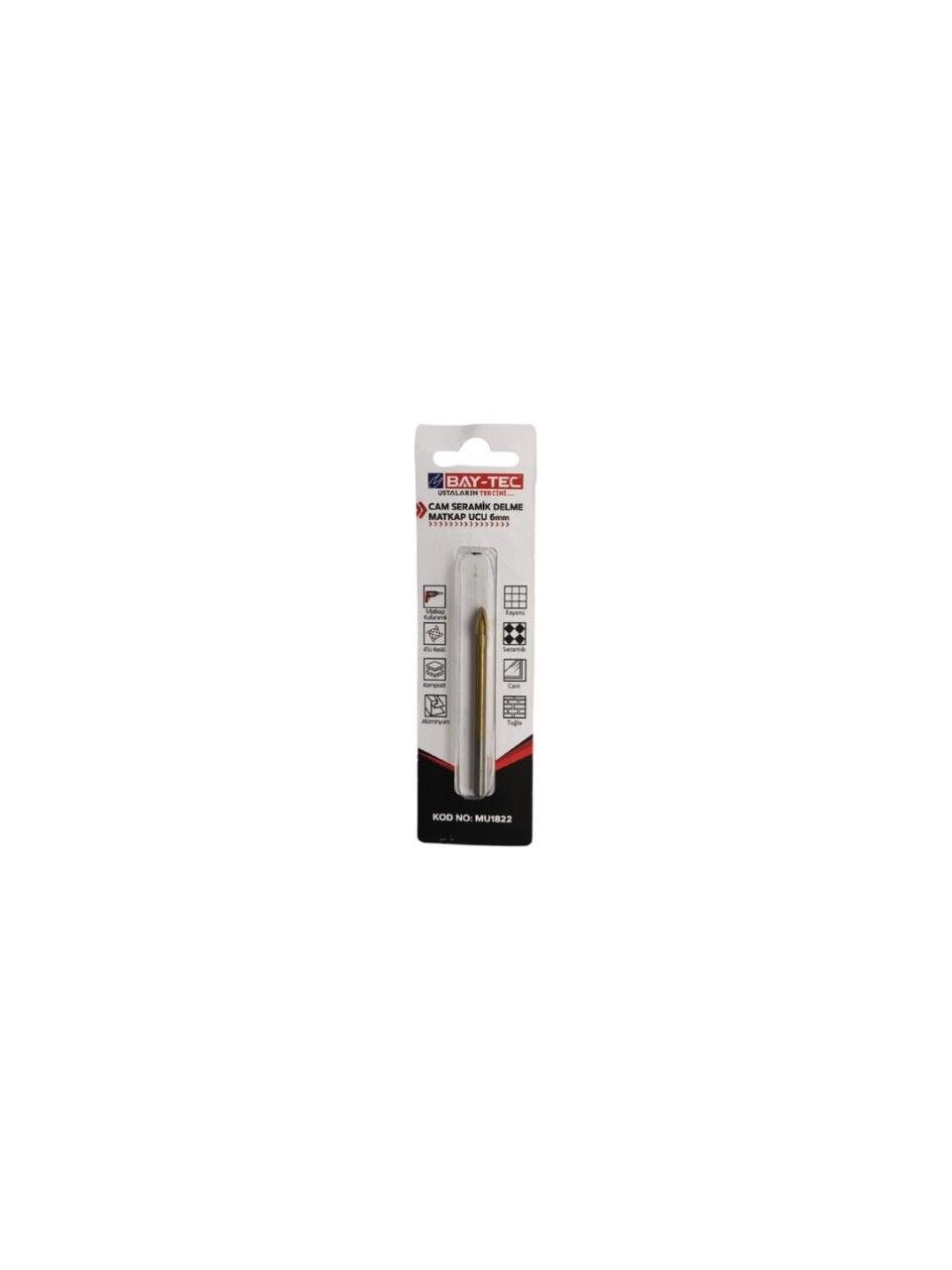BAY-TEC MU1822 Cam Serami̇k Delme Matkap Ucu 6 mm
