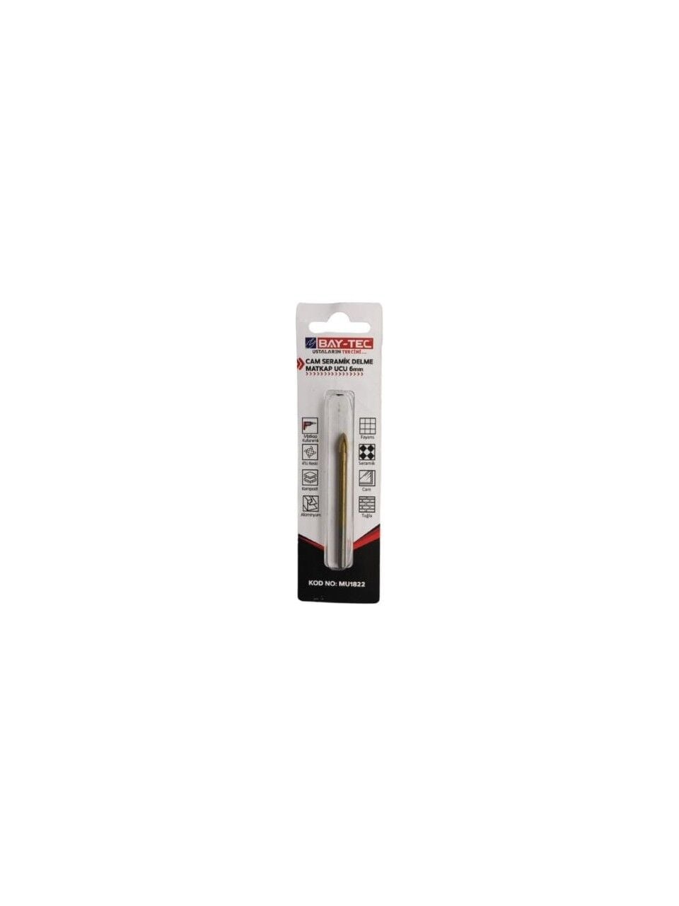 BAY-TEC MU1822 Cam Serami̇k Delme Matkap Ucu 6 mm