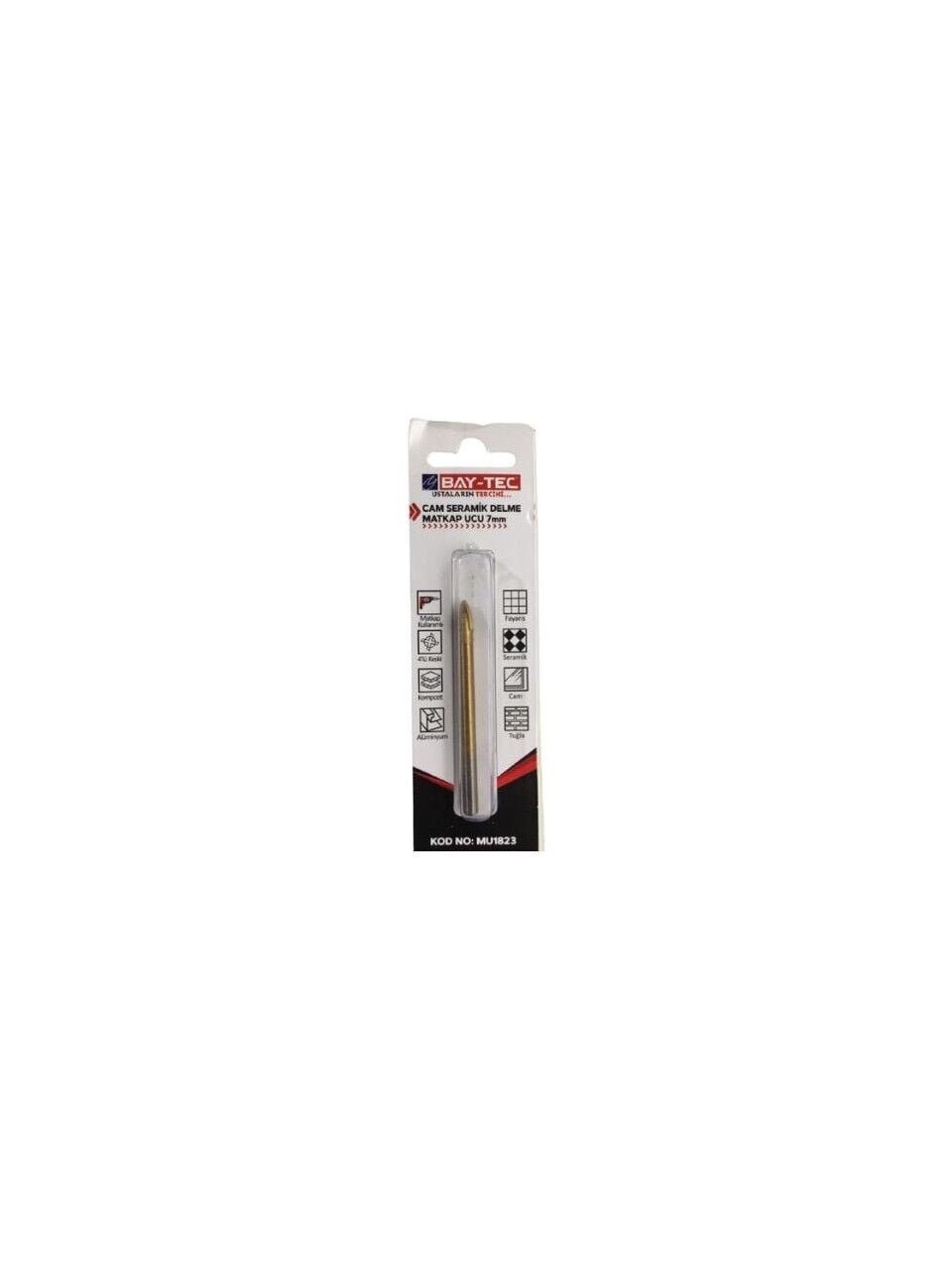 BAY-TEC MU1823 Cam Serami̇k Delme Matkap Ucu 7 mm