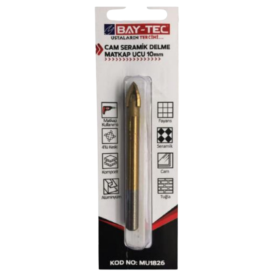 BAY-TEC MU1826 Cam Serami̇k Delme Matkap Ucu 10 mm