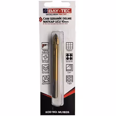 BAY-TEC MU1826 Cam Serami̇k Delme Matkap Ucu 10 mm