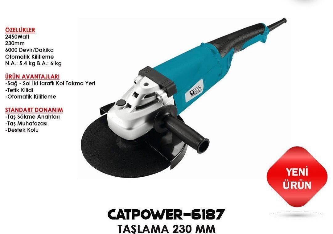 CATPOWER 6187 Avuç Taşlama 230 MM 2450W