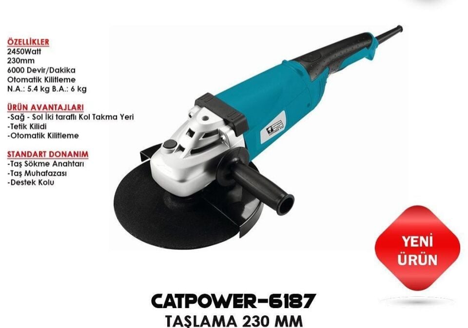 CATPOWER 6187 Avuç Taşlama 230 MM 2450W