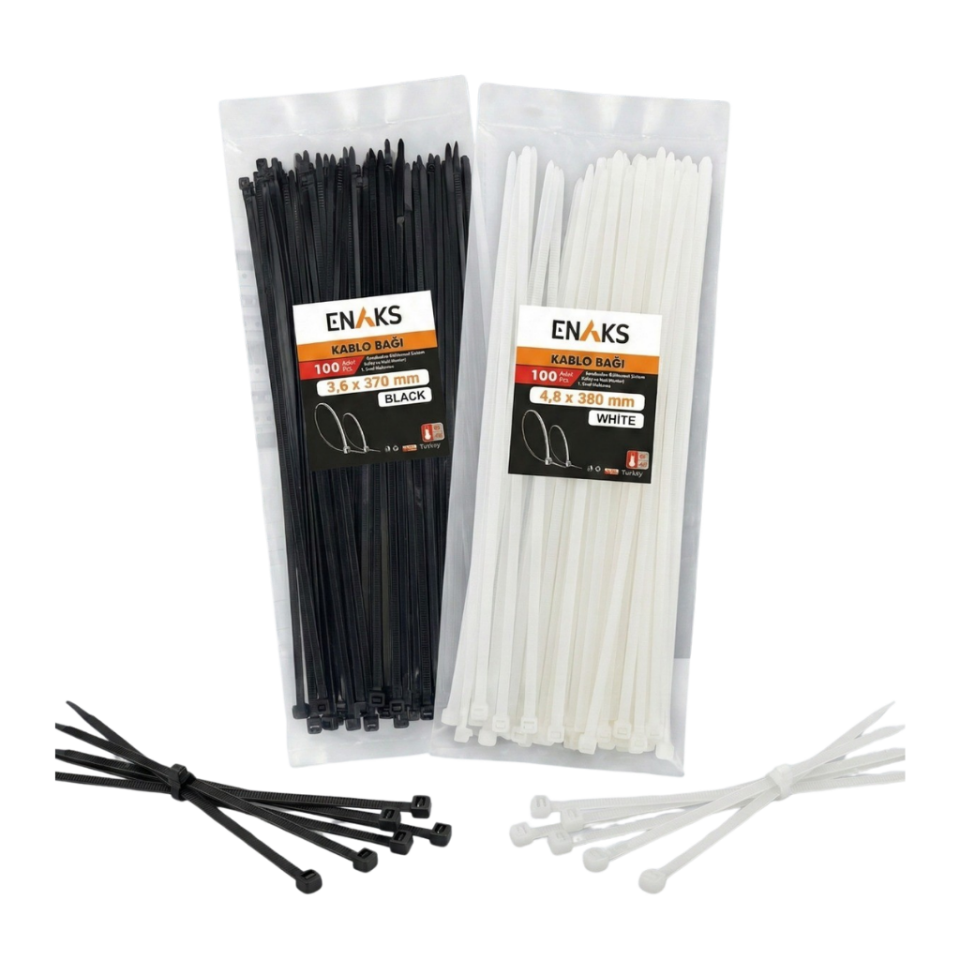 Enaks Plastik Kelepçe (100'lü paket) 3,6*200 - Siyah