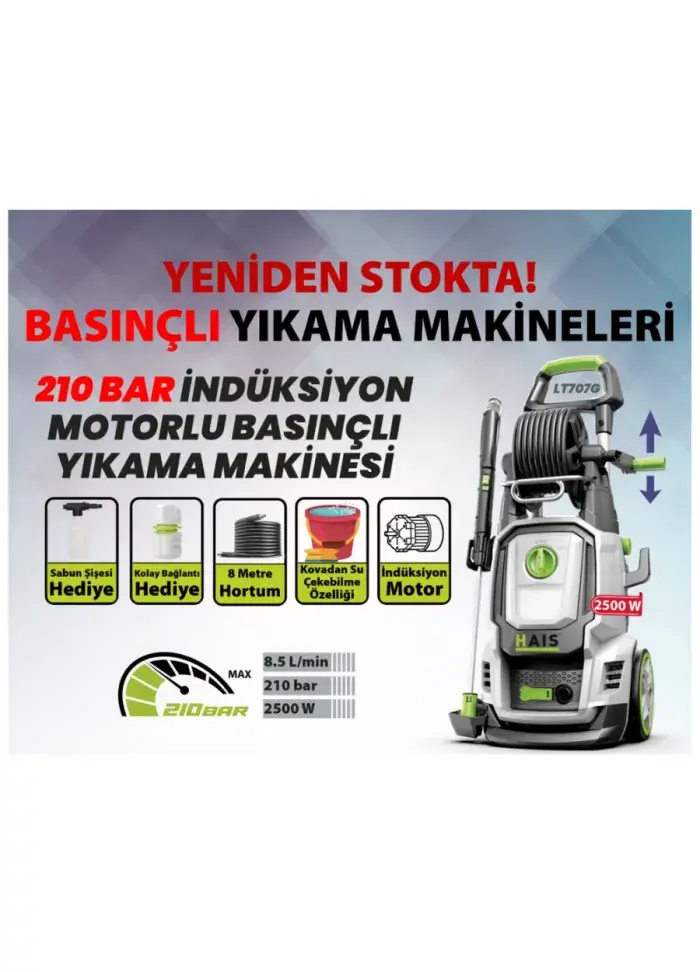 210 BAR İNDÜKSİYON MOTORLU BASINÇLI YIKAMA MAKİNESİ
