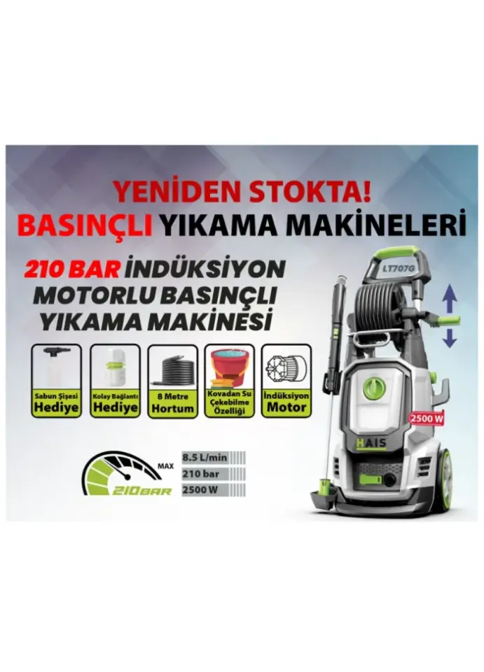 210 BAR İNDÜKSİYON MOTORLU BASINÇLI YIKAMA MAKİNESİ