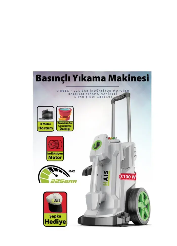 225 BAR İNDÜKSİYON MOTORLU BASINÇLI YIKAMA MAKİNESİ