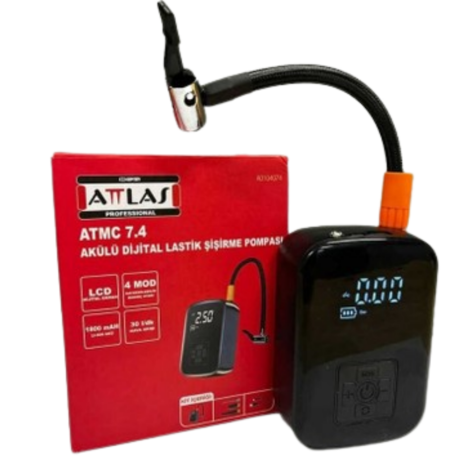 ATTLAS ATMC 7,4 AKÜLÜ DİJİTAL LASTİK ŞİŞİRME POMPASI