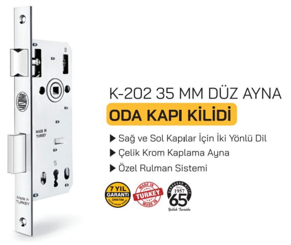K202 ODA KİLİDİ 35MM DÜZ ŞAHSUVAR