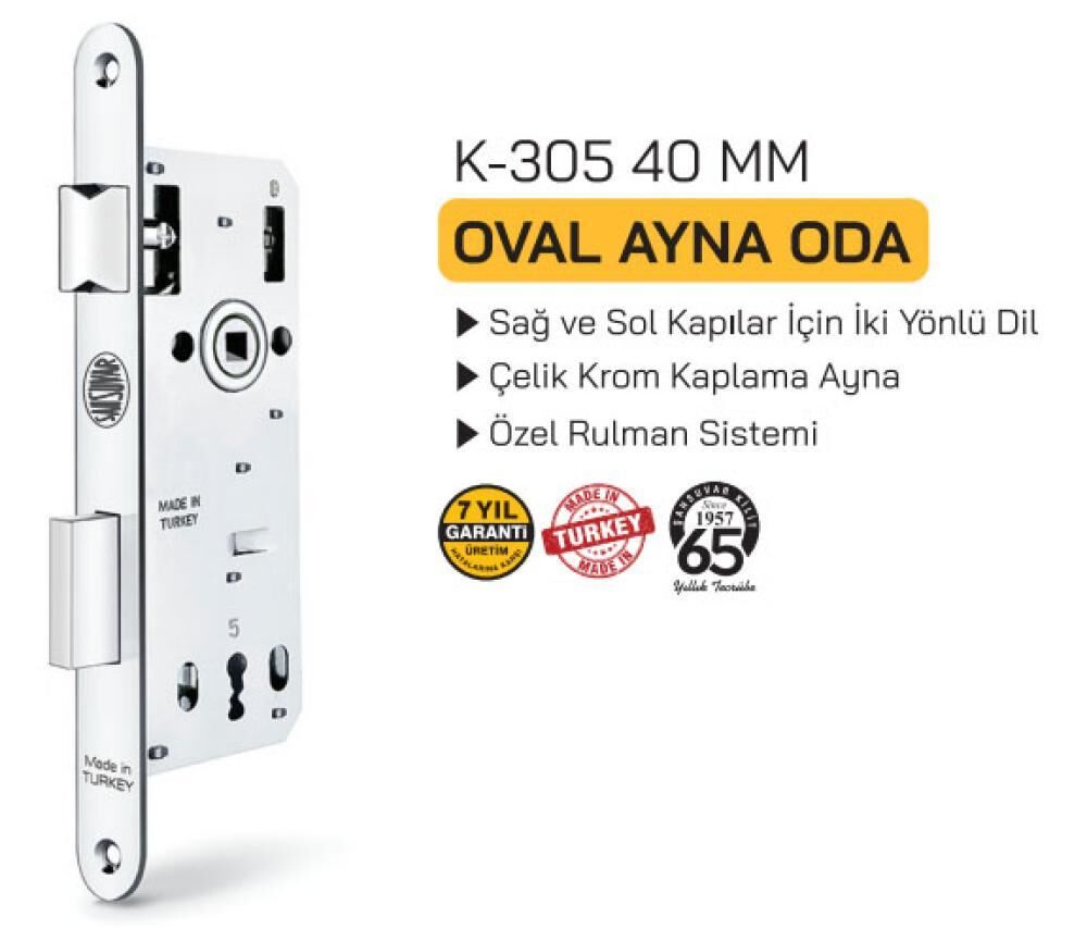 K305 ODA KİLİDİ 40MM OVAL ŞAHSUVAR