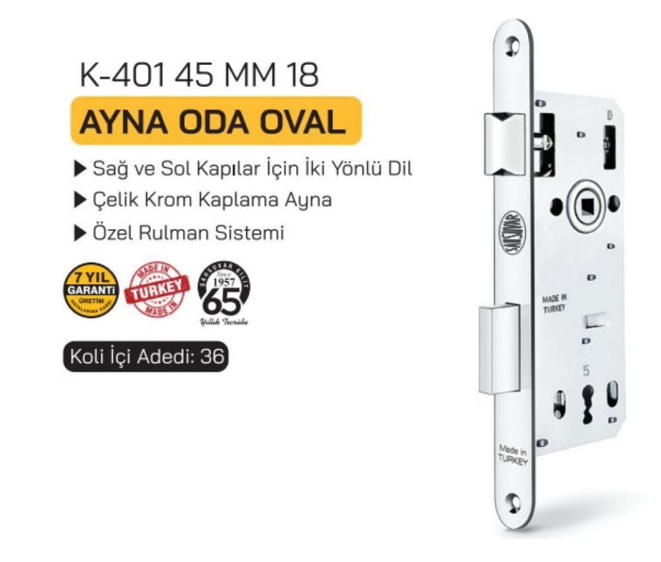 K401 ODA KİLİDİ 45MM 18MM OVAL DAR AYNA ŞAHSUVAR