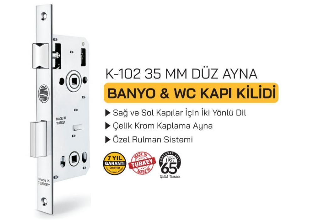 K102 BANYO-WC KİLİDİ 35MM DÜZ ŞAHSUVAR