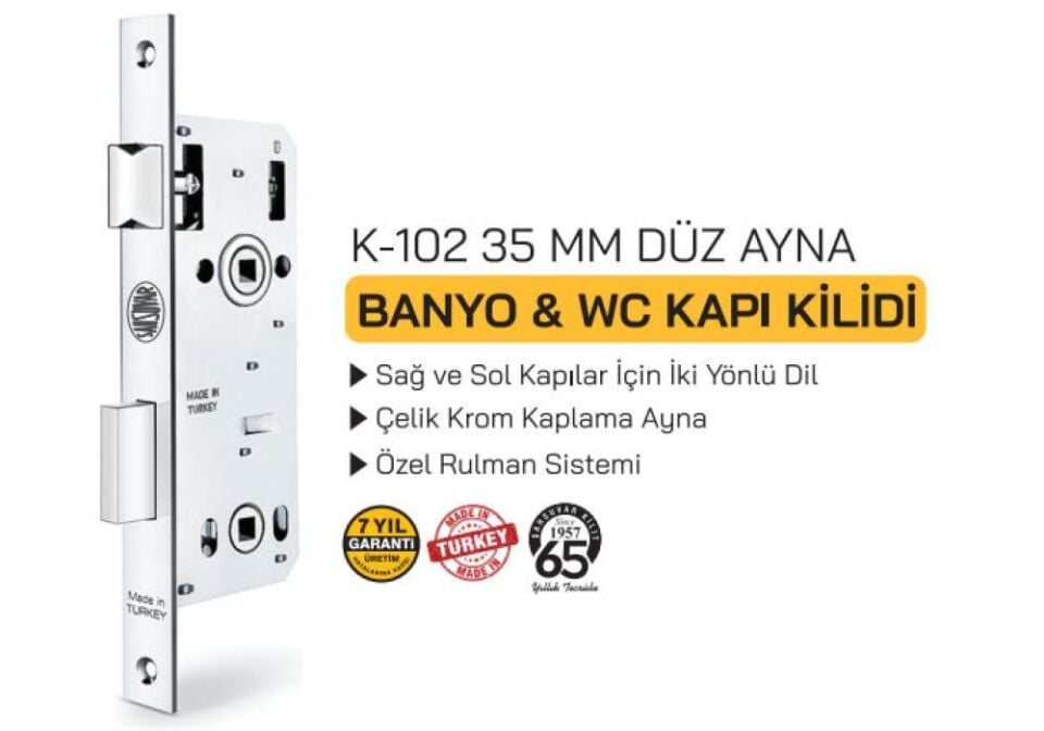 K102 BANYO-WC KİLİDİ 35MM DÜZ ŞAHSUVAR