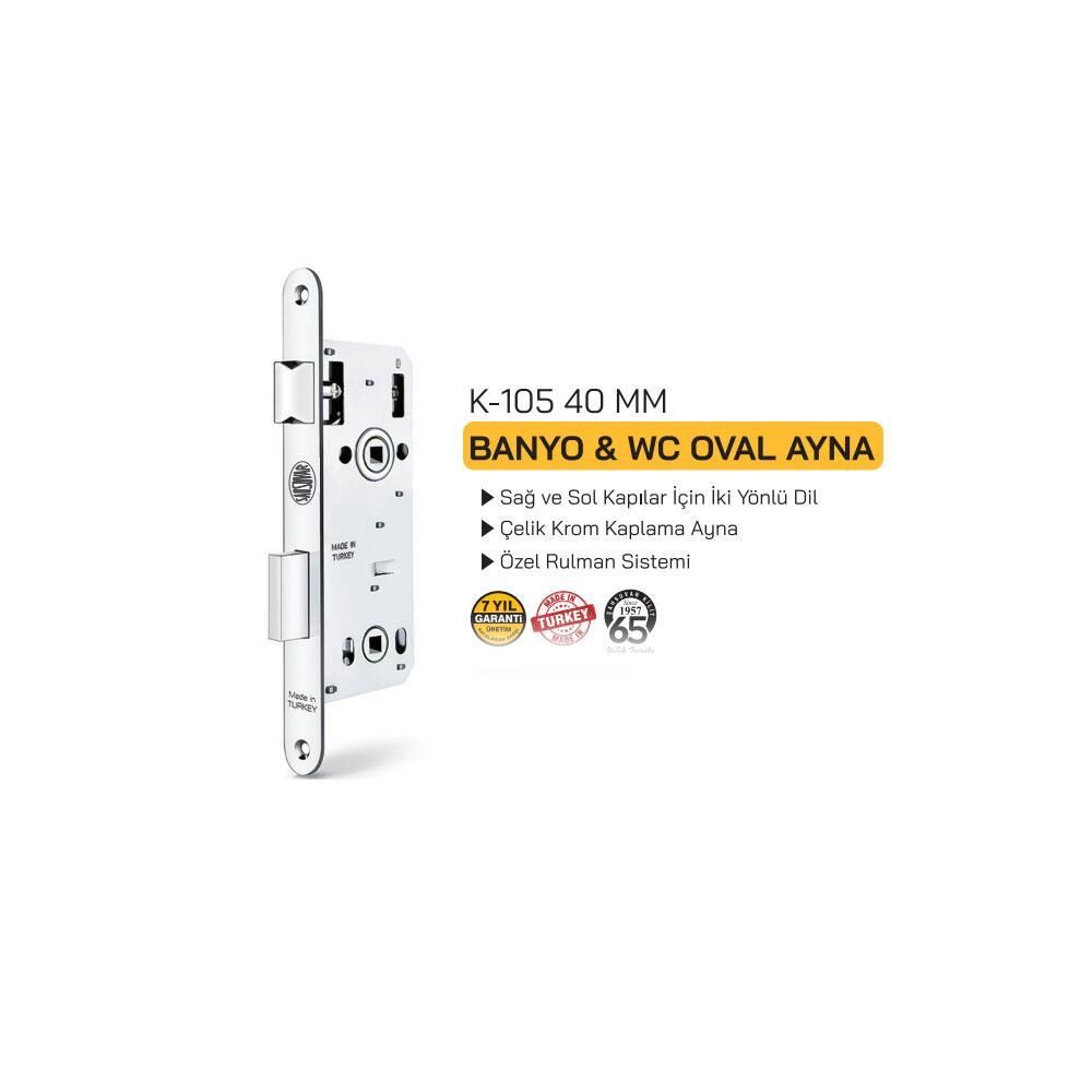 K105 BANYO-WC KİLİDİ 40MM OVAL ŞAHSUVAR
