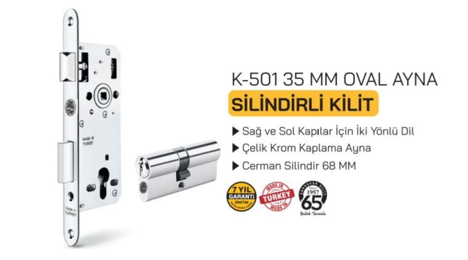 K501 DAİRE KİLİDİ SİLİNDİRLİ 35MM OVAL ŞAHSUVAR
