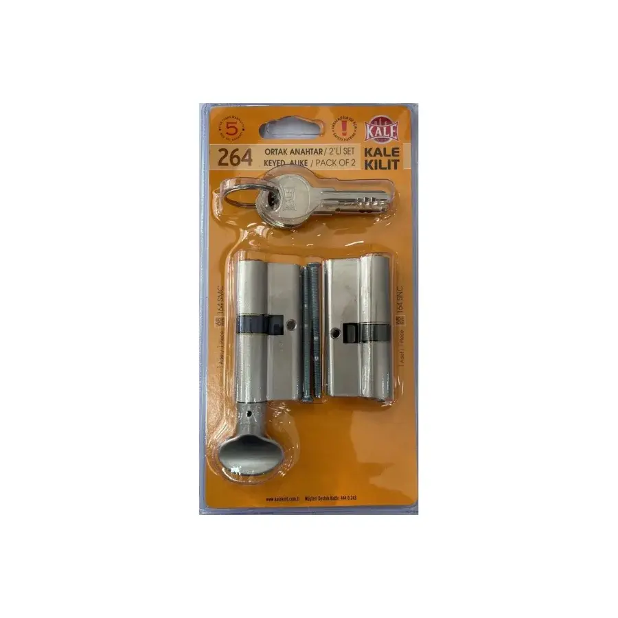 Kale 264 Alt-Üst Ortak Anahtar İkiz Göbek Kilit Barel 68mm (Standart Model)