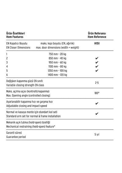 İTO Kapı Hidroliği 151H (100 Kg)