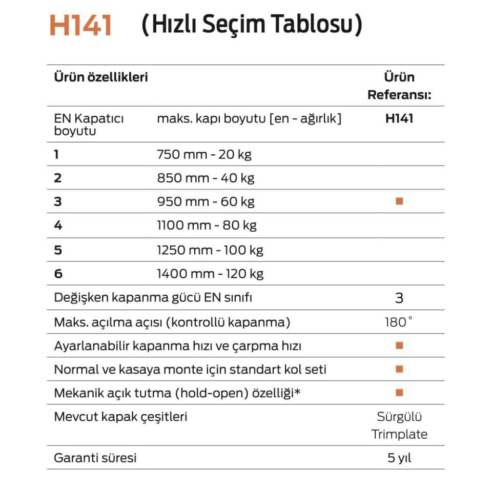İTO Kapı Hidroliği 141H (60 Kg)