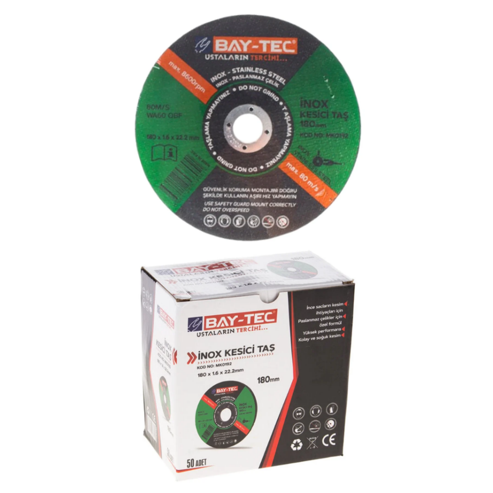 BAY-TEC MK0192 İnox Kesi̇ci̇ 180x1,6x22