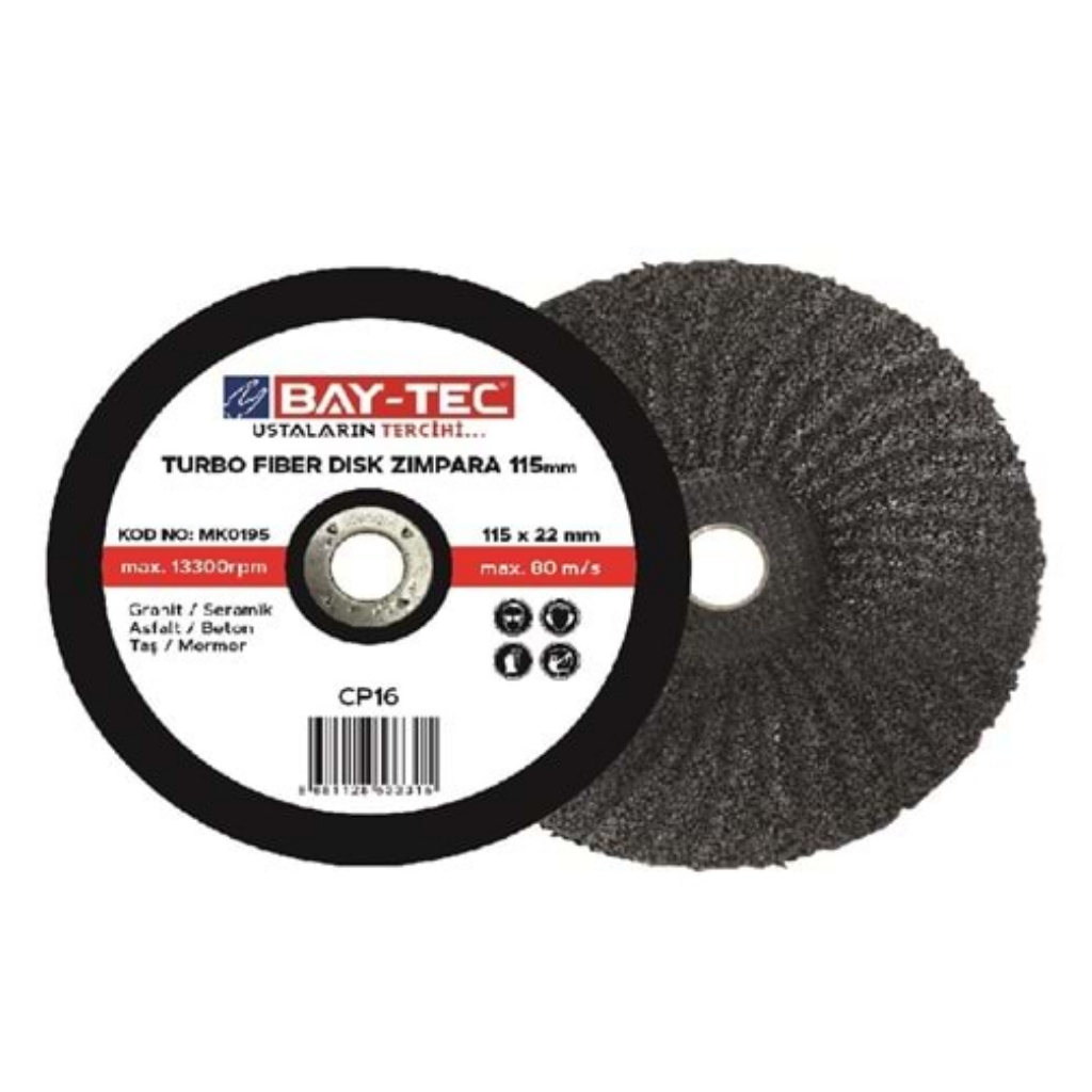 BAY-TEC MK0195 Turbo 115x22x23 Fi̇ber Di̇sk Zımpara