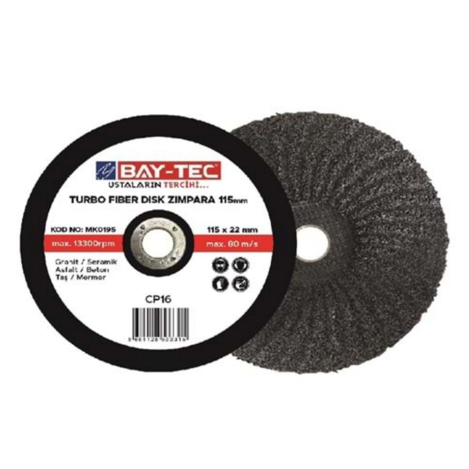 BAY-TEC MK0195 Turbo 115x22x23 Fi̇ber Di̇sk Zımpara