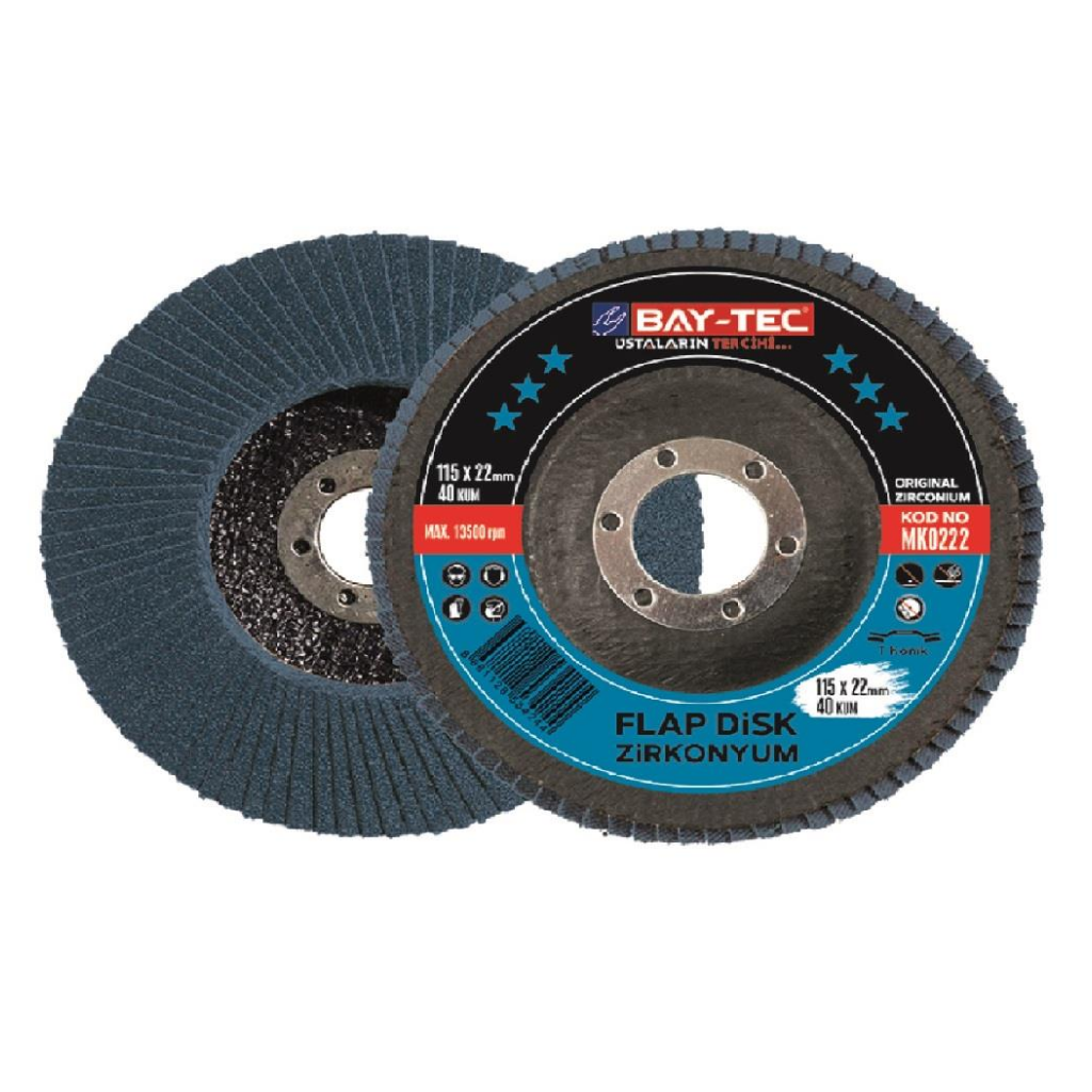 BAY-TEC MK0222 115x22 Flap Di̇sk Zi̇rkonyum 40 kum